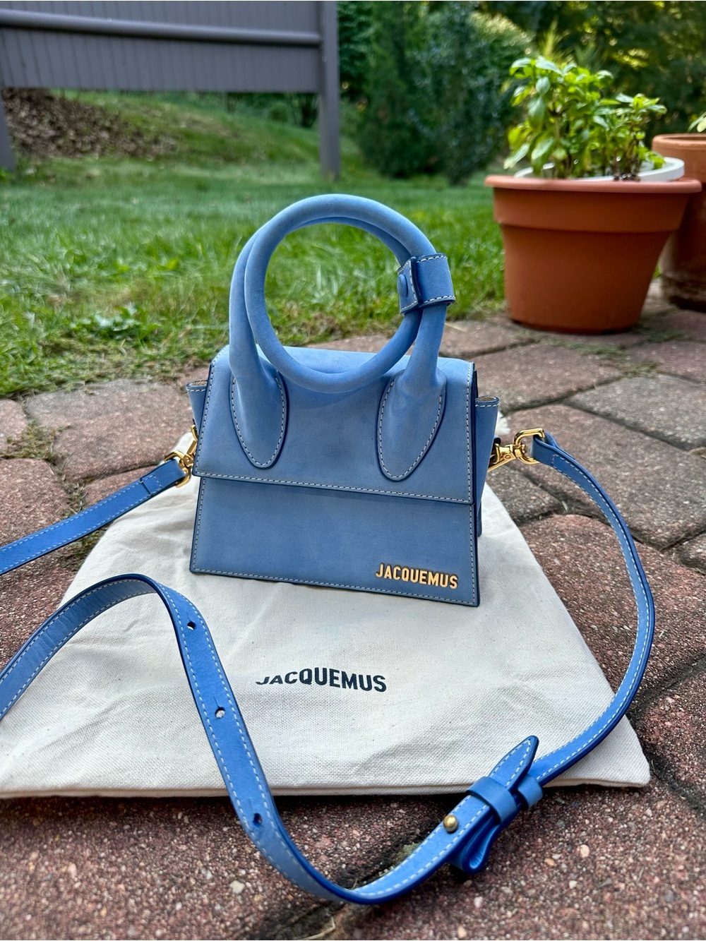 Jacquemus Blue Suede Le Chiquito Mini Top-Handle Bag